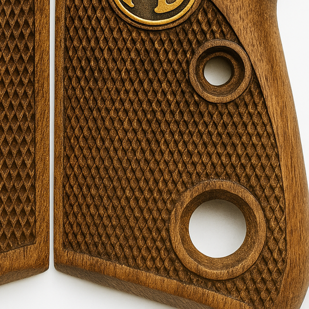 Brass Logo Crest Walnut Grip